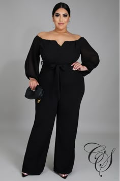 Amp up your outfit of the day with this jumpsuit. Featuring a stretch fabric with a V bar neckline and a gathered sleeve bardot design, team this with heels and a clutch bag for an occasion worthy look. Model is wearing a small Fabric: 95% Rayon 5% Spandex Hand wash cold, line dry. Do not bleach, iron or dry clean. *Inseam 29 inches Size Chart Plus Size Jumpsuit Wedding, Graduation Outfit Ideas Plus Size, Jumpsuit Long Sleeve, Stretch Jumpsuit, Jumpsuit Long, Off Shoulder Jumpsuit, Gathered Sleeves, Plus Size Jumpsuit, Long Jumpsuits