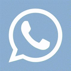 a blue and white icon with a phone in the shape of a chat button on it