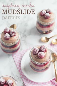 two desserts with raspberry mocha on top