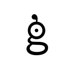 a black and white photo of the letter g with an eyeball in it's center