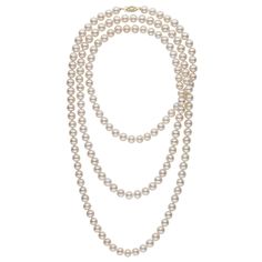 Imagine what you can do with the versatility of a 52-inch strand of pearls. You can wear it long as a throw-back to the flapper days, or you can wrap, wrap, and wrap. You are going to love this strand of pearls. This long pearl necklace is composed of round freshwater pearls that were hand-selected for their shape, brilliant shine and smooth surfaces. The pearls are perfectly matched - a true feat considering the number of pearls needed to create such a long necklace. You will never lose your pe