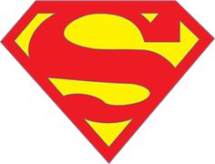 a superman logo with the letter s in yellow and red, on a white background