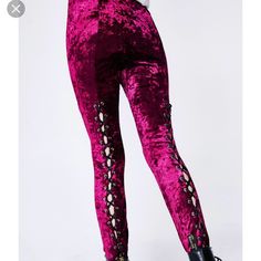 New Without Tags. Please Check Out My Other Items, I Love To Bundle:) Goth Rave, Lace Up Leggings, Rock City, Elastic Waistband Pants, Fashion School, Velvet Trousers, Velvet Leggings, Wildfox Couture, Game Dresses