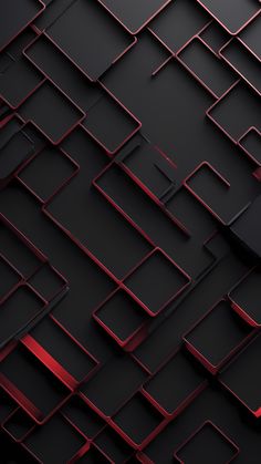 an abstract black and red wallpaper with lots of small squares on the bottom half