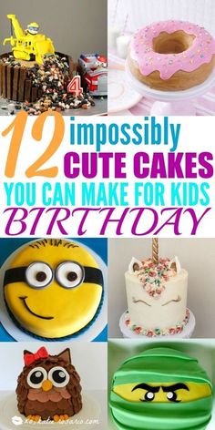 there are many cakes that have been made to look like angry birds and the words, 12 impossiblely cute cakes you can make for kids birthday