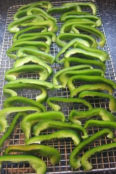 green peppers on a wire rack ready to be cooked