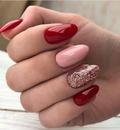 Nail Designs Valentines, Her Nails, Red Nail Designs, Diy Nail Designs, Dip Powder Nails, Dipped Nails, Nail Arts