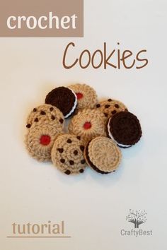 crochet cookies are arranged on top of each other with the words crochet cookies above them