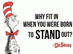 a dr seuss quote with the cat in the hat on it's head