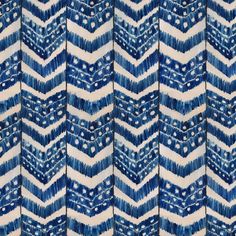 blue and white chevroned fabric