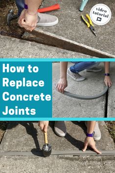 How to Replace Wood Expansion Joints in Concrete - Mother Daughter Projects Expansion Joints In Concrete, Repair Concrete Driveway, Repair Cracked Concrete, Concrete Repair Products, Driveway Repair, Mother Daughter Projects, Painting Concrete Porch, Concrete Diy Projects, Porch Flooring