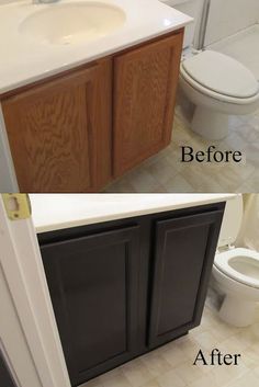 the before and after pictures of a bathroom remodeling project on instagram