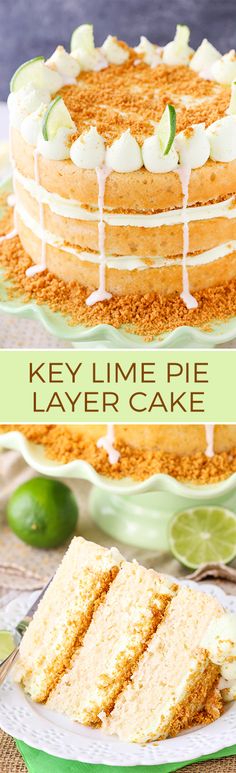 key lime pie layer cake on a plate