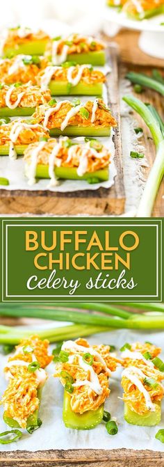 buffalo chicken celery sticks with cheese on top