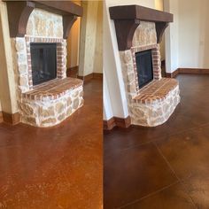 Before and After stained concrete floors with new color Acid Stain, Concrete Coatings, Concrete Interiors