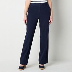 Deemed a Gotta-Have-It item for value you can count on every day! Perfectly tailored for your formal look, this pair of trousers from Worthington are cut in a high-rise to complement your silhouette. Made from a stretch twill-blend, these straight-leg pants are cut for a modern-fit with a flat-front finish, hook-and-eye with a zip closure, belt loops, and classic side and back pockets. Wear them with a blouse and heels.Front Style: Flat FrontClosure Type: ZipperFit: Modern FitPockets: 2 Front Sl Petite Pants, Formal Looks, Pants Trousers, Modern Fit, Straight Leg Pants, Trousers Women, Leg Pants, Stretch Fabric, Every Day