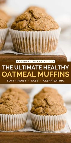 Looking for easy healthy breakfasts and healthy snacks to make? Here's a healthy baking idea for oat muffins! Deliciously sweet and spiced, these are The Ultimate Healthy Oatmeal Muffins. They're also clean eating, low fat, and low sugar with a gluten free option! One Bowl Muffins Healthy, Healthy Oat Muffins Clean Eating, Clean Breakfast Muffins, Muffins To Lower Cholesterol, Low Carb Oatmeal Muffins, Healthy Flaxseed Muffins, Healthy Muffin Recipes Oatmeal, Muffin Recipes For Diabetics, Protein Muffins With Oat Flour