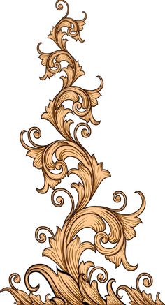 an ornate design with swirls and leaves