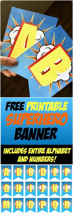 an image of a poster with the text free printable superhero banner