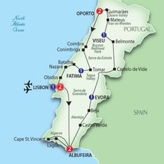 a map of the route for portugal