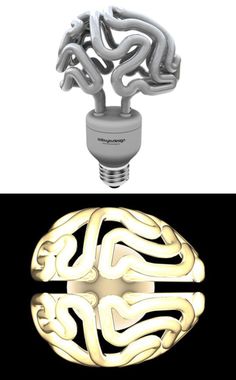 the light bulb is shaped like a brain