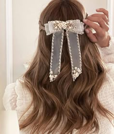 Long Layered Hairstyles, Lace Hair Accessories, Lob Haircuts, Embroidered Hair Bows, Hairstyles For Fine Hair, Girls Hair Bows Diy