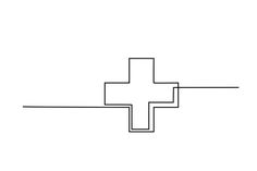 a black and white drawing of a cross