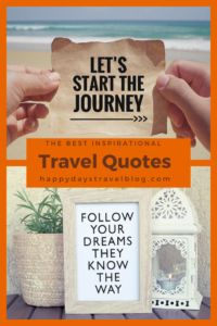 an orange and white poster with the words travel quotes below it, on top of a wooden table