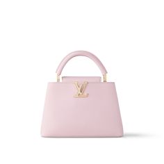 LOUIS VUITTON® - Capucines Bb - Guimauve Cute Purses Designer, Louis Vuitton Pink Bag, Capucines Louis Vuitton, Pink Designer Bags, Louis Vuitton Capucines Bb, Louis Vuitton Purses, Expensive Purses, Sac Louis Vuitton, House Icon