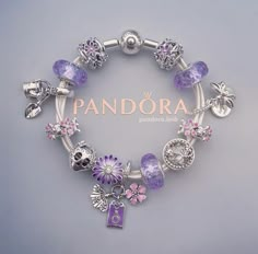 Pandora Bracelet Purple Charms, Purple Pandora Bracelet, Pandora Bracelet Ideas Simple, Pandora Bracelet Ideas, Pandora Purple