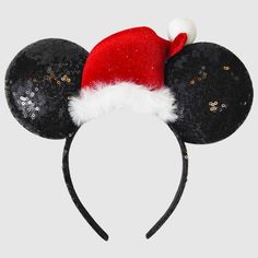 Get your kid ready to welcome the Christmas season by accessorizing them with the Disney Black Sequin Santa Minnie Ear Headband. This black headband is designed to look like Minnie's ears with Santa's hat and sequin detailing for an eye-catching look. Suitable for all hair types, this headband is suggested for ages 3 and above. Black Santa Hat, Disney Minnie Mouse Ears, Minnie Ears Headband, Minnie Mouse Ears Headband, Black Santa, Mouse Ears Headband, Top Knot Headbands, Black Headband, Minnie Mouse Ears