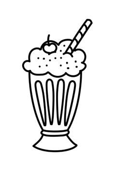 a black and white drawing of a cupcake