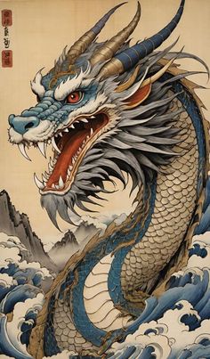 Chinese Dragon Side View, Japanese Dragon Back Tattoo Men, Mystical Dragon Art, China Dragon Drawing, Asian Dragon Wallpaper, Dragon Illustration Simple, Japanese Water Dragon Tattoo, Asian Dragon Drawing, Dragon Wall Painting