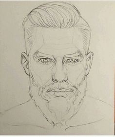 a pencil drawing of a man with a beard