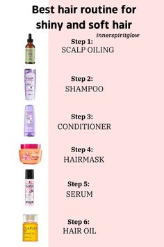 Best hair routine for shiny and soft hair | shiny healthy hair routine | hair care  #innerspiritglow #haircare #softhair #shinyhealthyhair #shinyhair Dry Shampoo For Greasy Hair, Hair Care For Silky Hair, Basic Hair Care Routine, Hair Care Routine For Fine Hair, Hair Products For Shiny Hair, Hair Care Guide, Soft Hair Routine, Dry Hair Care Routine, Simple Hair Care Routine