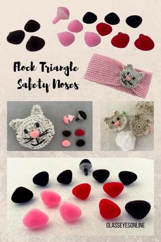 Flock Triangle Safety Noses for Sewing, Crochet and Craft Projects Knitting Amigurumi, Teddy Bear Doll, Crafts Projects, Bear Doll, Toy Craft