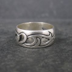 This beautiful 90s band ring is sterling silver with a Norse design. Measurements: 8mm wide Size 6 Marks: 925 Condition: Excellent Norse Design, 90s Bands, Norse Vikings, Silver Band, Band Ring, Silver Fashion, Vikings, Band Rings, Favorite Jewelry