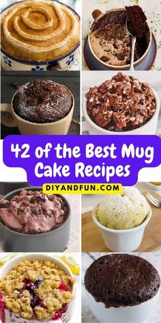 twelve different cakes and desserts with the words, 12 of the best mug cake recipes