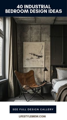 Pin showcasing 40 diverse industrial style bedroom ideas with inspiring designs featuring exposed elements, sleek lines, and modern decor. Relevant for anyone looking to achieve a chic and functional industrial bedroom aesthetic with 1 images.