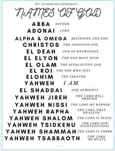 the ten names of jesus on a white background with blue border and text below it