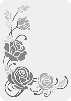 a stencil with roses and leaves on the bottom, along with an empty space for text