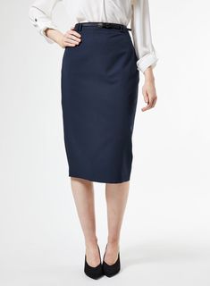 Midi Pencil Skirt Navy Blue Suit, Pencil Skirt 2022, Luxury Business Casual Pencil Skirt, Luxury Pencil Skirt With Belt Loops, Luxury Pencil Skirt For Business, Luxury Formal Elastane Pencil Skirt, Cheap Stretch Classic Pencil Skirt, Cheap Office Lady Pencil Skirt, Luxury Workwear Pencil Skirt With Pockets