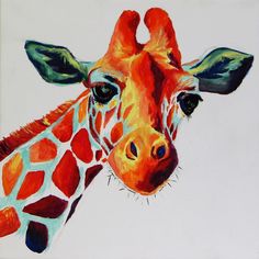 a painting of a giraffe's head is shown