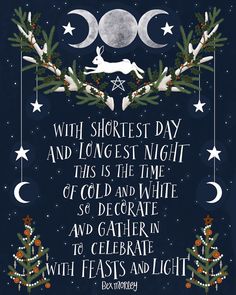 a christmas card with an image of the moon and stars