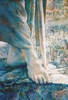 a painting of a person's feet and foot