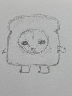 a drawing of a toaster with an alien face on it