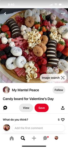 a plate full of food with chocolate covered strawberries and other desserts on it