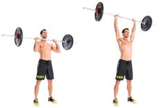 a man lifting a barbell over his head