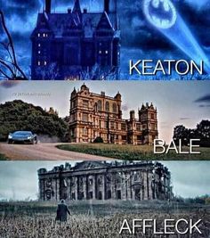 three different scenes from the same movie, each with an image of a castle and a person walking in front of it