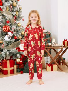 Celebrate Christmas with the whole family in matching outfits that feature gingerbread man pattern and “Cookies for Santa” print, and keep your fur babies involved with a pet bandana. Bring your loved ones closer with sentimental memories in this comfortable and soft pajamas.
* Please add each size separately to your shopping cart.
* Piece of product: Each size includes 1 set of pajamas (1 top+1 bottom), or 1 romper, or 1 pet bandana.
* For children's safety, pajamas should be snug-fitting or flame-resistant. These kids' and babies' pajamas are flame-resistant.
* Product features: Flame-resistant pajamas for kids and babies.
* Fabric characteristics: Soft and comfortable.
* Neckline: Round.
* Sleeves: Long.
* Style: Matching outfits, suitable for home, leisure and Christmas.
* Fit: Moderat Matching Christmas Pajamas Onesies, Festive Family Matching Red Sleepwear, Kids Matching Christmas Pajamas, Family Matching Holiday Red Sleepwear, Gingerbread Man Pattern, Gingerbread Pattern, Family Matching Red Christmas Sleepwear, Pajamas For Kids, Family Matching Pajamas